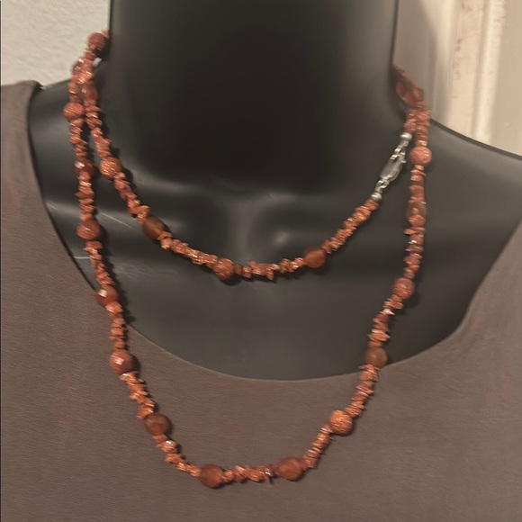 925 Sterling pretty brown necklace Elegant Brown Beaded Necklace